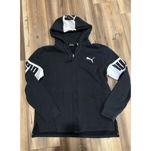 Puma Men's Sz Medium Black Hoodie Zip Up Sweatshirt Black